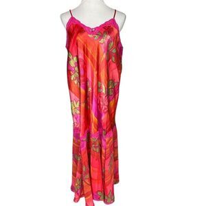 Solange Plus 18/20 Satin Floral Slip‎ Dress Sleeveless Summer Casual Y2K